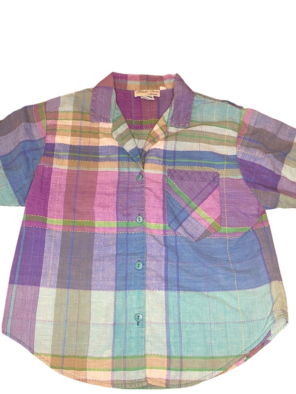 Vintage Devon Plaid Top Women’s M 90s Mom Cottagecore Whimsy Summer Twee Grandma - Picture 2 of 4